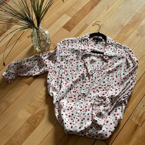 Soft cherry print blouse.